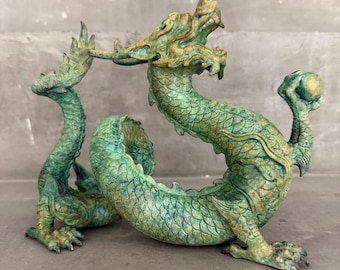 Handcrafted Bronze Dragon Sculpture – Lost-Wax Cast, Fierce Oriental Guardian, Luxury Collectible Art 22*18*10CM, 1.95KG