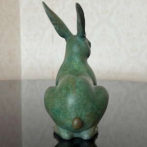 Silent Hare Hand-Cast Solid Brass Rabbit Sculpture, 15*8*20cm image 7