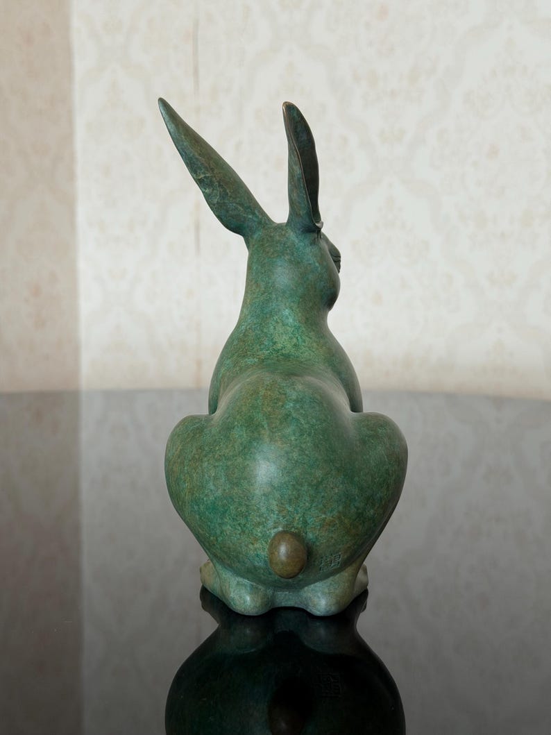 Silent Hare Hand-Cast Solid Brass Rabbit Sculpture, 15*8*20cm image 7