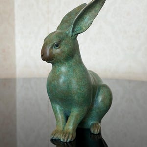 Silent Hare Hand-Cast Solid Brass Rabbit Sculpture, 15*8*20cm image 8