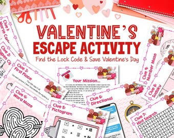 Valentines Day Escape Room for Kids - Printable Party Game - Escape Room - Youth Group Activity - Family Game Night - Holiday printable game