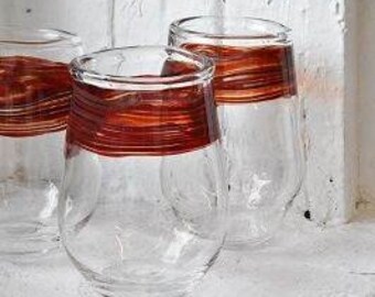 Glass blown Handmade Wine Glass Barware Tumbler Red  Free Shipping