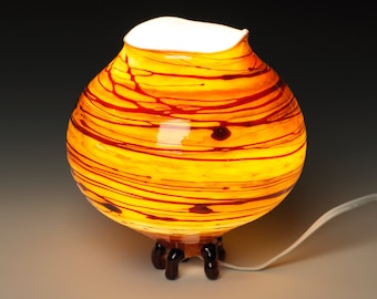 Handmade Amber and Red Electric Lantern Night Light Whimsical Gift Free Shipping