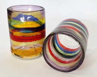 Transparent Striped Tumblers and Shot Glasses