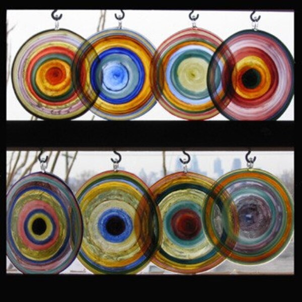 Handmade Glass Ornaments Bullseye Sun Catcher Whimsical Free Shipping Gift Decorations