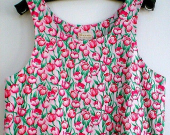 Womens cotton pink tulip sundress fuchsia pink tulip dress summer dress pink tulip dress pink cotton dress gardening dress maternity dress