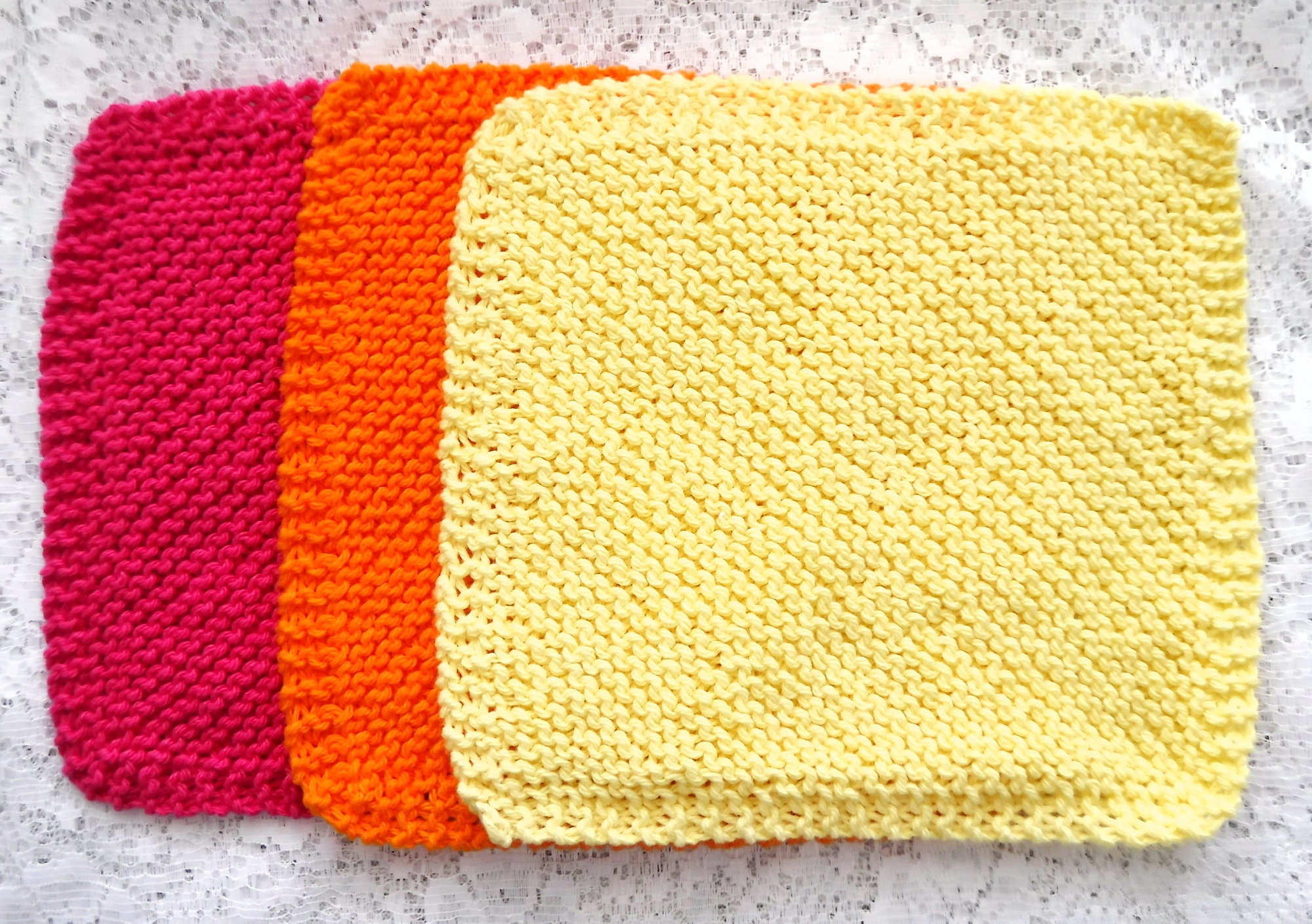 Cotton Dishcloths Cotton Facecloths Yellow Orange Fuchsia Pink