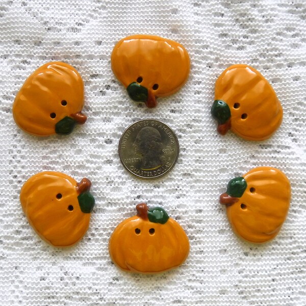 Set of 6 ceramic pumpkin buttons orange buttons Thanksgiving pumpkin buttons ceramic buttons sewing quilt Halloween orange pumpkin buttons