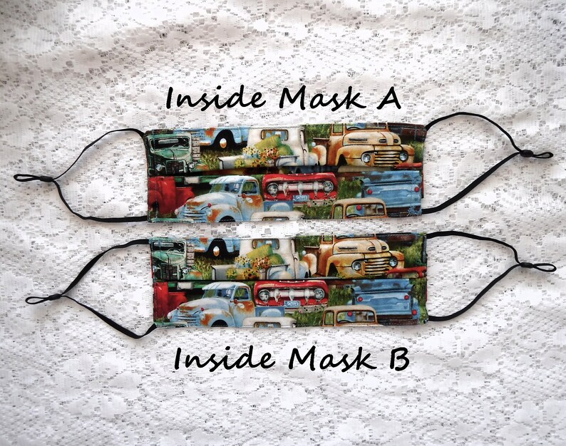 Antique Pickup Truck Face Mask Adult Cotton Pickup Truck Face Mask