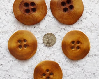 Set of five apple wood buttons handmade wood buttons hand carved curvy wood buttons sewing buttons coat buttons shawl buttons poncho buttons