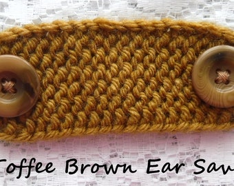 Brown acrylic knit ear saver toffee brown ear saver brown face mask ear saver doctors nurses psw ear saver knit ear saver Ontario Canada