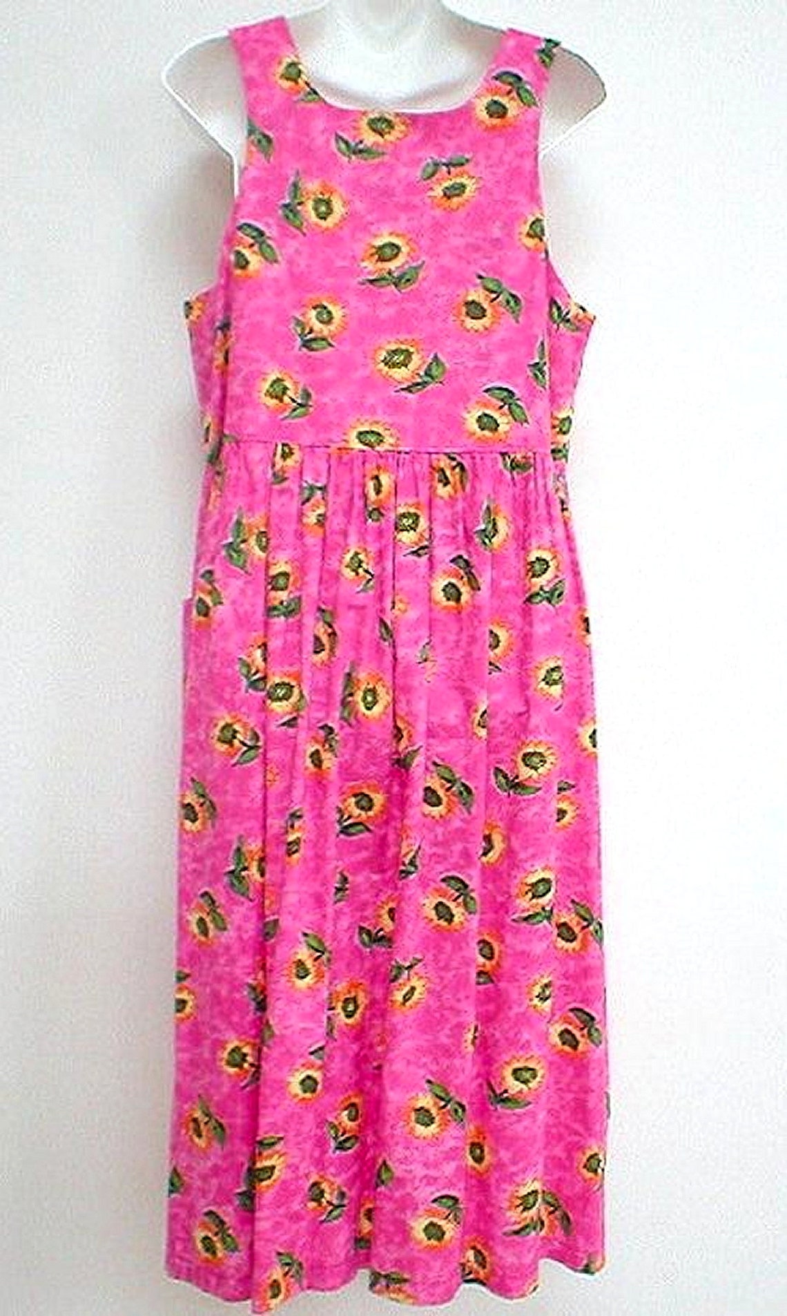 Womens Pink Cotton Sundress Sunflower Sundress Jumper Womens Cotton