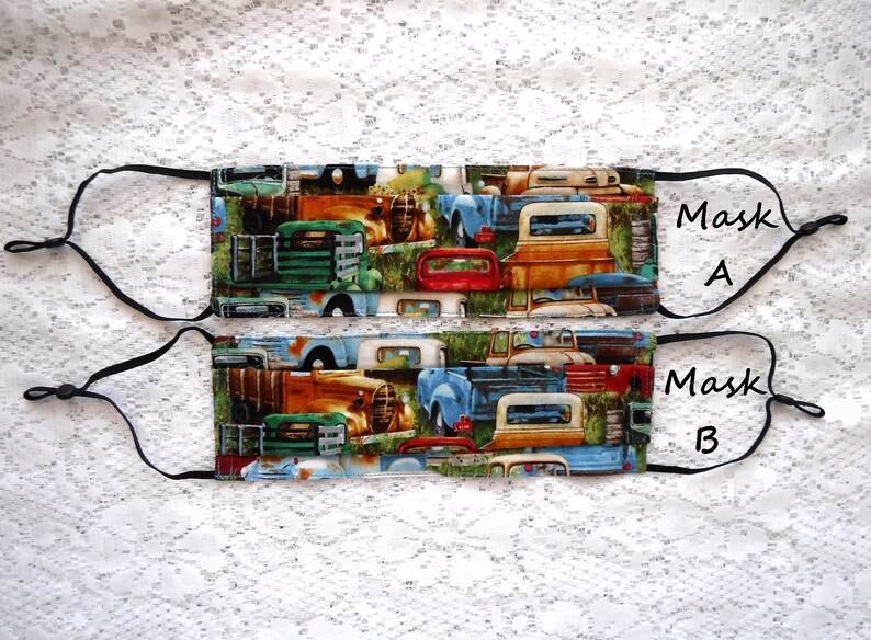 Antique Pickup Truck Face Mask Adult Cotton Pickup Truck Face Mask