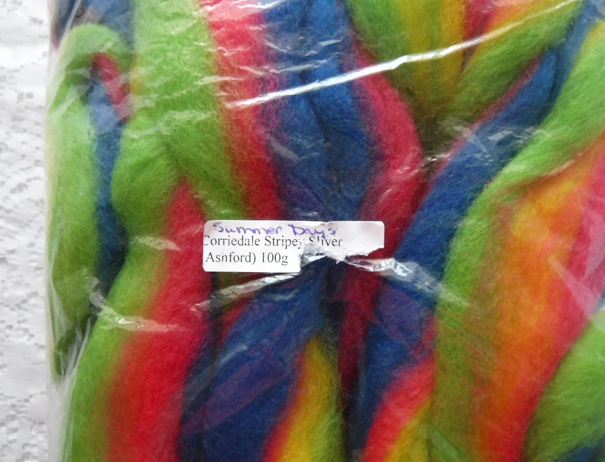 Ashford Corriedale Stripey Wool Sliver Sunny Days 100 Grams - Rainbow ...