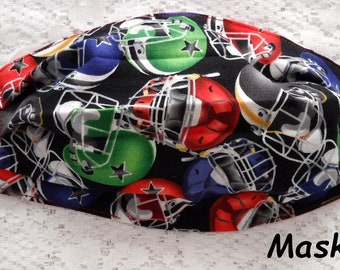 Royal blue green red black football helmet face mask adult cotton pleated face mask reversible washable face mask Canada red face mask