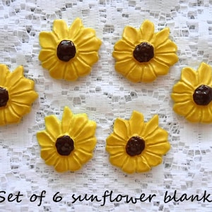 Set of 6 ceramic sunflower blanks, jewelry making blanks, create your own sunflower jewelry, sunflower blanks for earrings necklaces