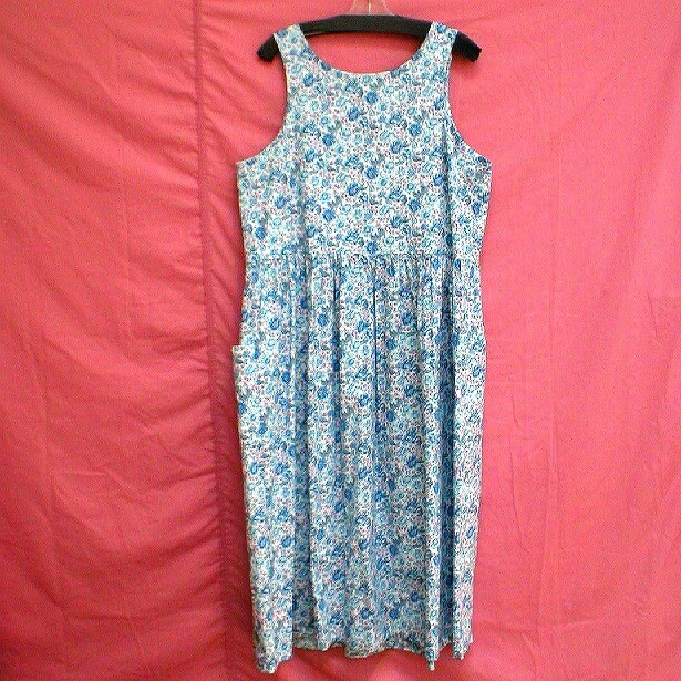 Womens Blue Floral Print Cotton Sundress Silver Heart Button - Etsy Canada