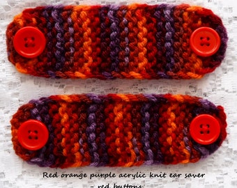 Red orange purple striped acrylic knit ear saver face mask ear saver unisex ear saver knit ear saver doctors nurses psw ear saver Canada