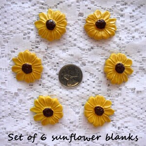 Set of 6 ceramic sunflower blanks jewelry making blanks create your own sunflower jewelry sunflower blanks for earrings necklaces pendants image 2