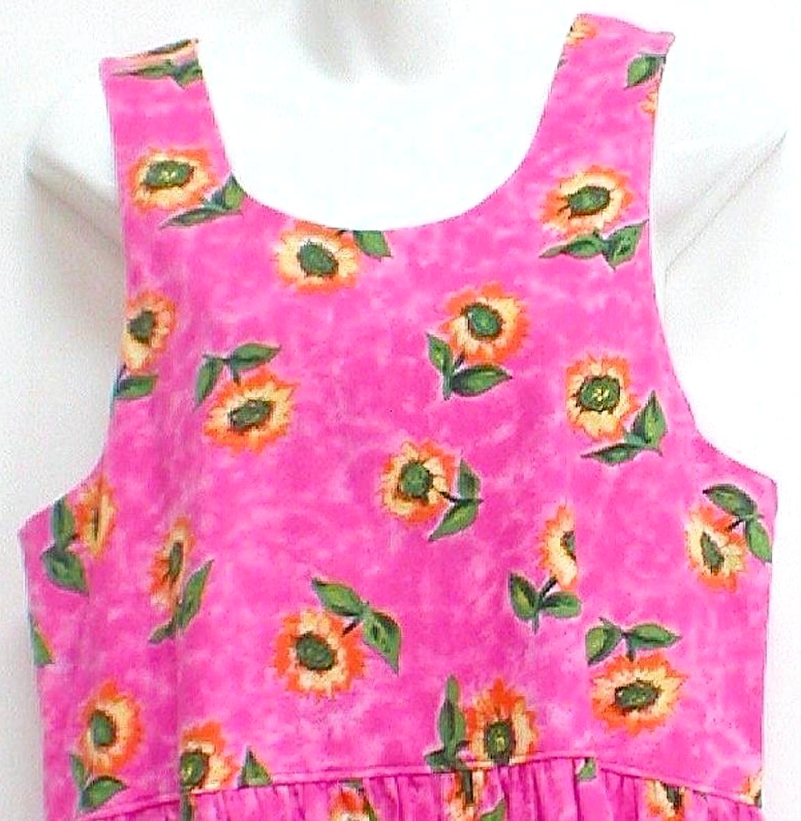 Womens Pink Cotton Sundress Sunflower Sundress Jumper Womens Cotton