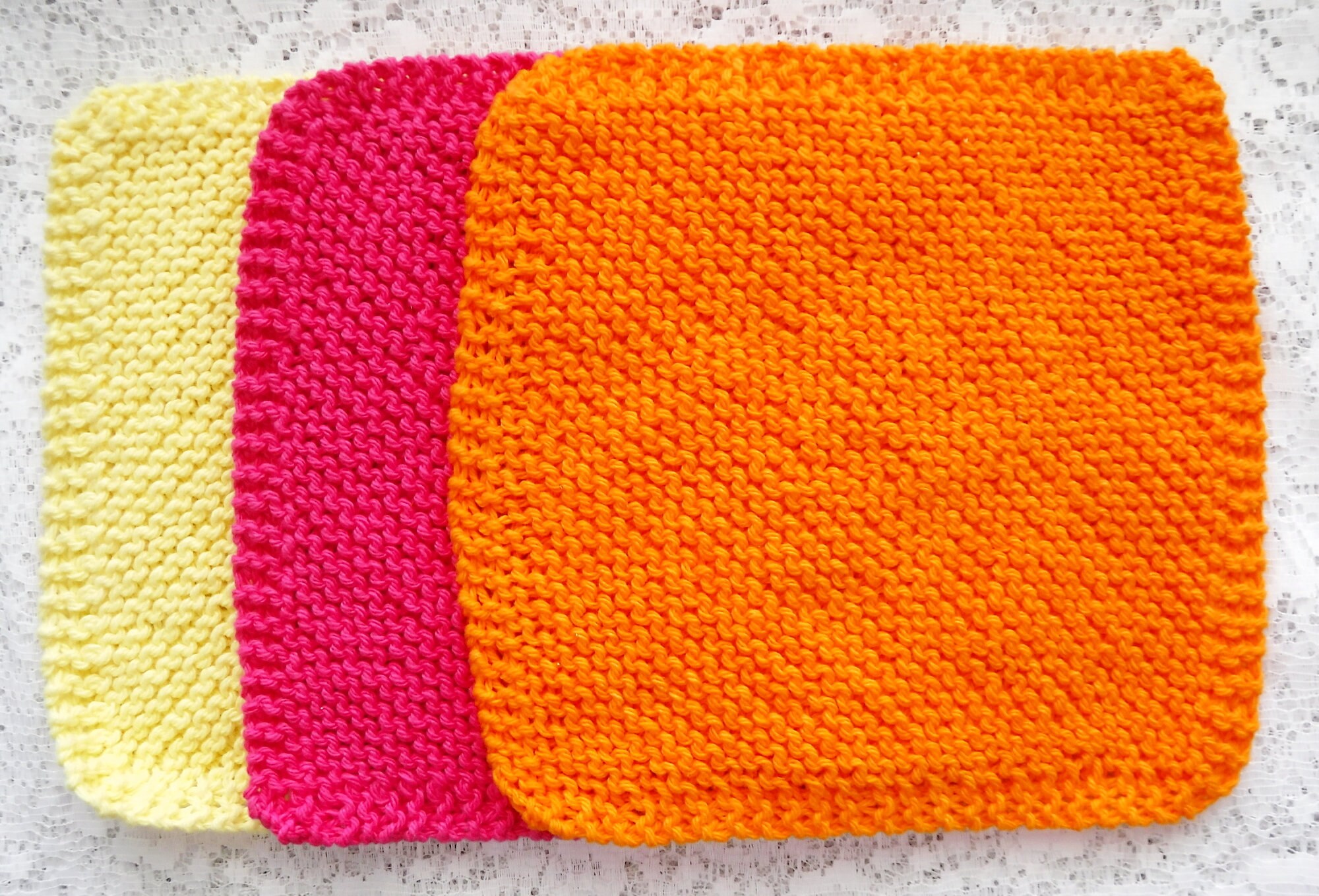 Cotton Dishcloths Cotton Facecloths Yellow Orange Fuchsia Pink