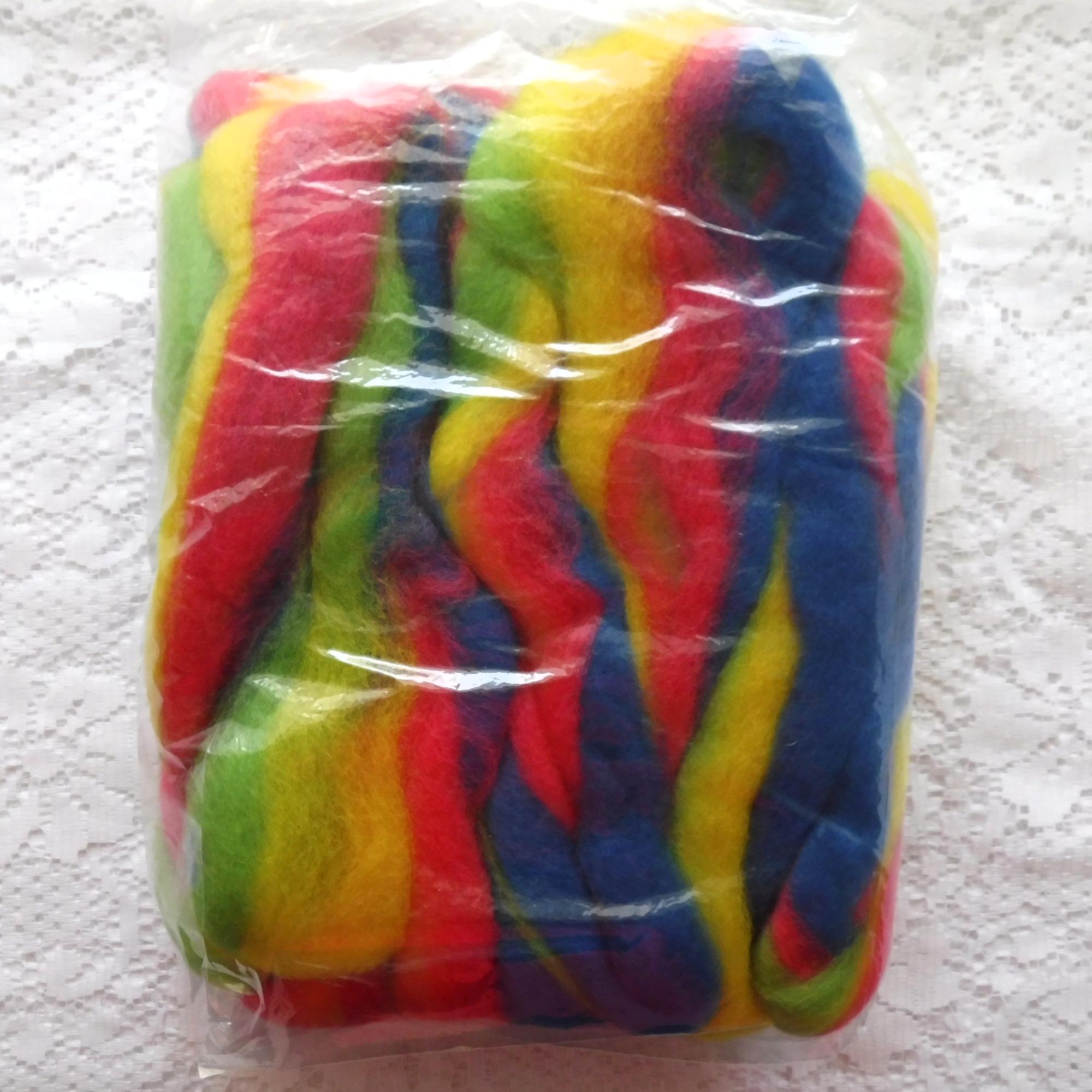 Ashford Corriedale Stripey Wool Sliver Sunny Days 100 Grams - Rainbow ...
