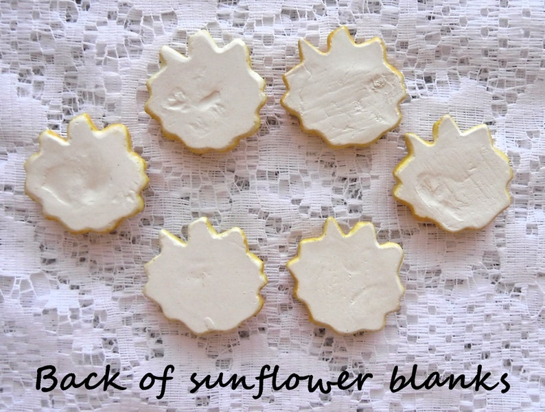 Set of 6 ceramic sunflower blanks jewelry making blanks create your own sunflower jewelry sunflower blanks for earrings necklaces pendants image 3