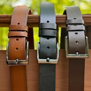 Personalized Full Grain Leather Belt, Custom Leather Belt for Dad, Unique Gift for Husband, 3rd Anniversary gift for him, Father&#39;s Day gift