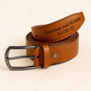 Personalized Men&#39;s Brown Leather Belt, Custom Leather Belt for Men, Classic Elegant belt for men, Gift for Husband, Father&#39;s Day Gift