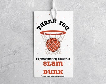 Basketball Team Thank You Gift Tag: Coach Appreciation (Digital Download)