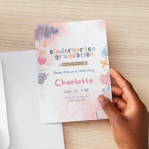 Editable Kindergarten Graduation Invitation: Printable Template (5x7)
