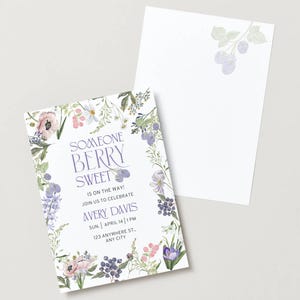 Berry Sweet Baby, Berries Baby Shower Invitation Template, Bundle Invite, Blueberry Raspberry Theme Baby Shower