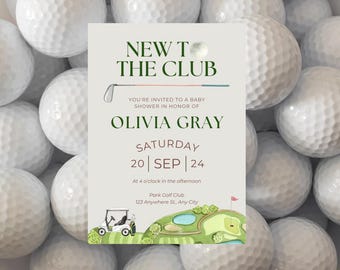 Neu im Club-Babyparty-Thema Einladung| Golf Baby Shower|Ein kleiner Putter| lässt Par-abschlagen