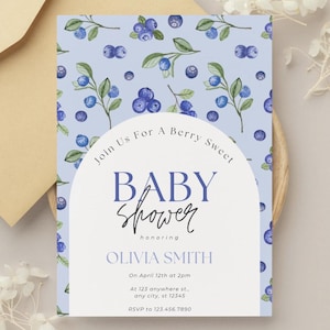 Berry Sweet Baby, Blueberry Baby Shower Invitation Template, Bundle Invite, Blueberry Theme Baby Shower
