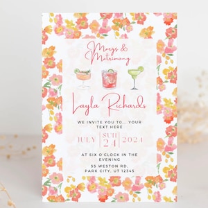 Margarita Bridal Shower Invitation Template: Margs & Matrimony (Digital Download)
