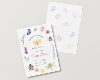 Butterfly Baby Shower Invitation: Little Love Bug Theme (Digital Download)