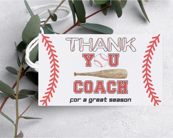 Etichetta regalo di ringraziamento per allenatore di baseball stampabile (download digitale)