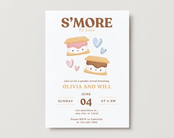 S'More to Love Baby Shower Invitation: Camping Gender Reveal (Digital Download)