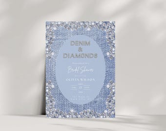 Denim und Diamanten Brautparty Einladung: Druckbare Vorlage (digital)