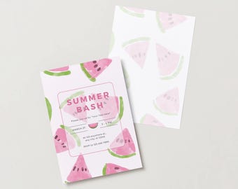 Watermelon Summer Bash Party Invitation: Editable Template (Digital Download)