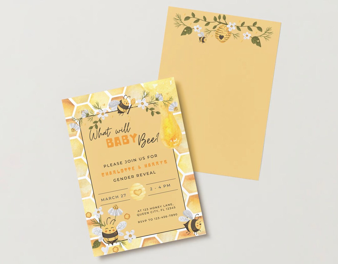 What Will Baby Bee Gender Reveal Invitation| He or She| Baby Gender ...