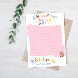 A note From Camp Personalized, Printable Letter Template for Campers