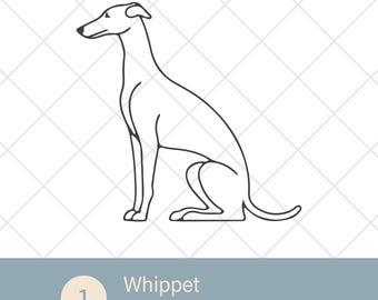 Whippet SVG File — Single Line Art PNG EPS Ai for Cricut & Print