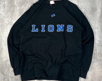 Detroit Lions NFL Spell Out Longsleeve T-Shirt Size XL Black