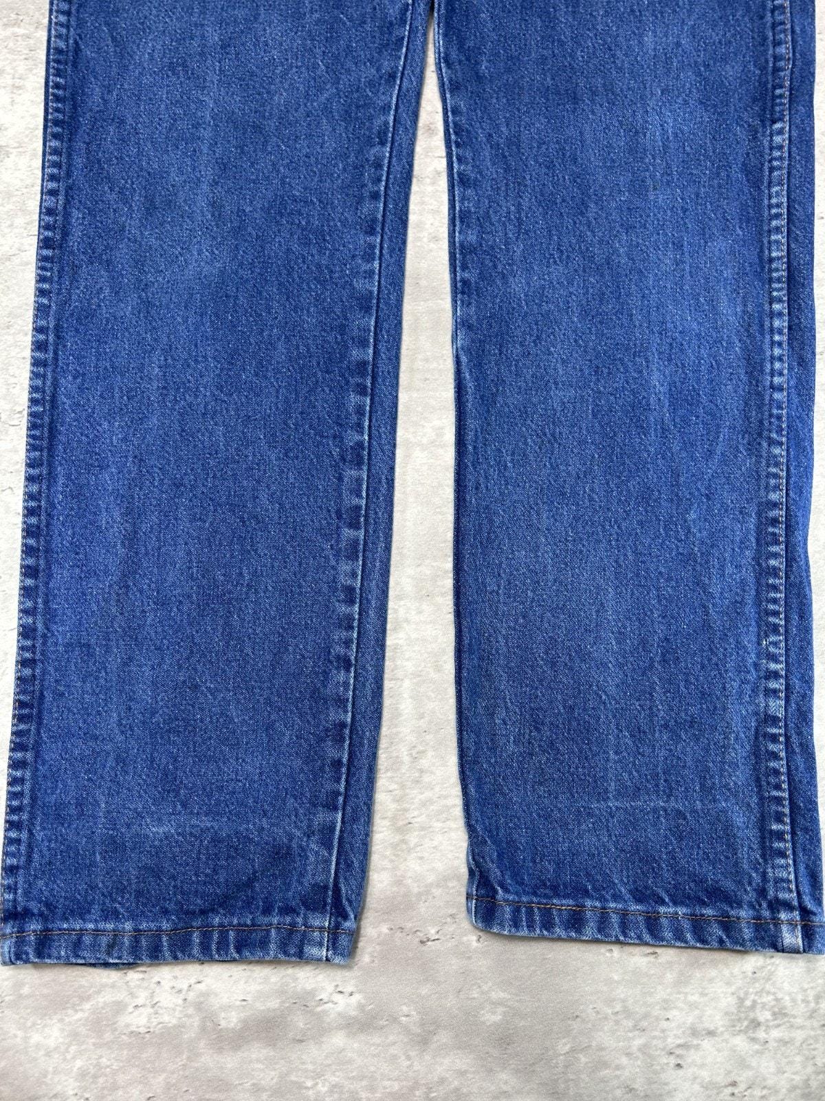 Vintage 90s Wrangler Leather Patch Dark Wash Denim Pants Size 29