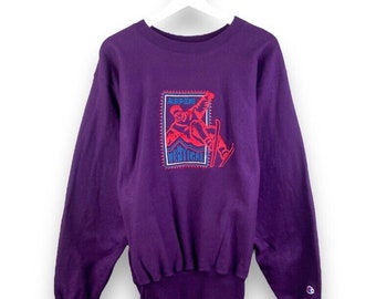 Vintage 90er Jahre Champion Reverse Weave Aspen Vertikales Sweatshirt Größe L Lila