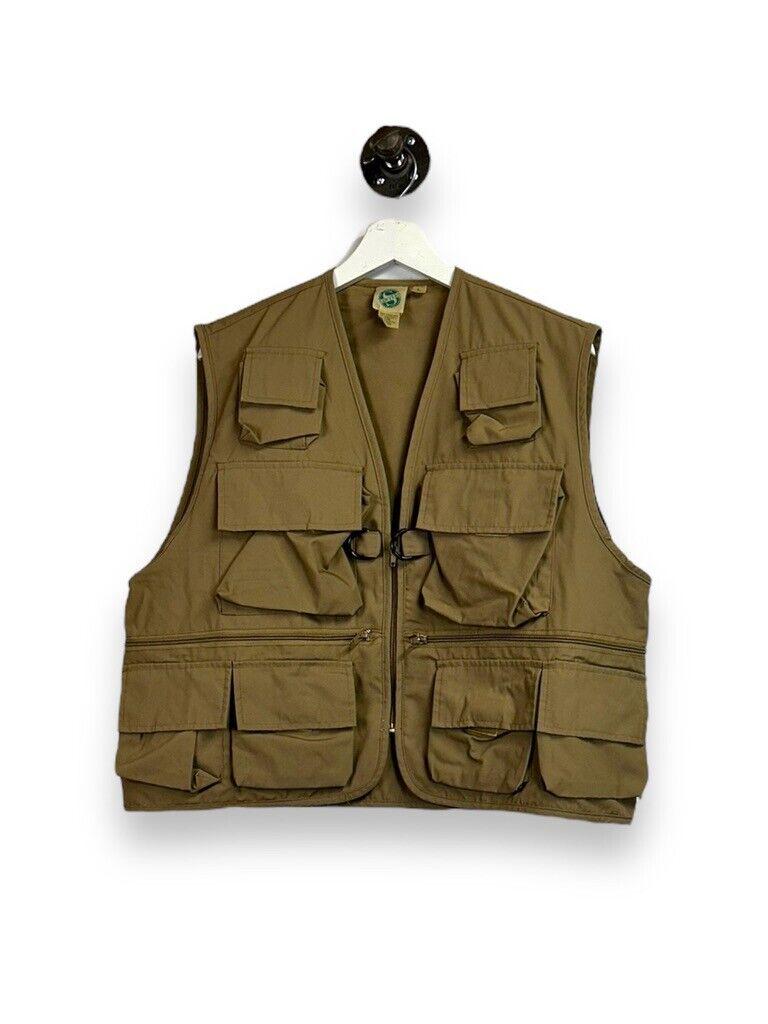 Gilet De Pêche Vintage Ideal Beige Taille L Coton Multiples Poches