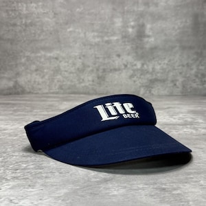 Vintage 80s/90s Miller Lite Graphic Spellout Beer Promo Strapback Visor Hat OSFA