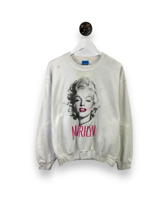 Vintage Marilyn Monroe Big Face Graphic Sweatshirt Size Medium White Etsy UK