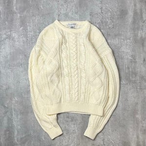 Vintage 1980s/90s Carriage Court Cable Knit Pullover Ribbed Sweater Size Medium